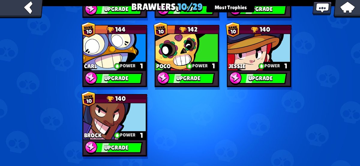 Poef27523114's tweet photo. Day 3-6: I didn't have that much time to push the last few days (school and workouts), but managed to get all my current brawlers to at least rank10 😎 #LALove #BrawlStars #Supercell https://t.co/gtPUMymysZ