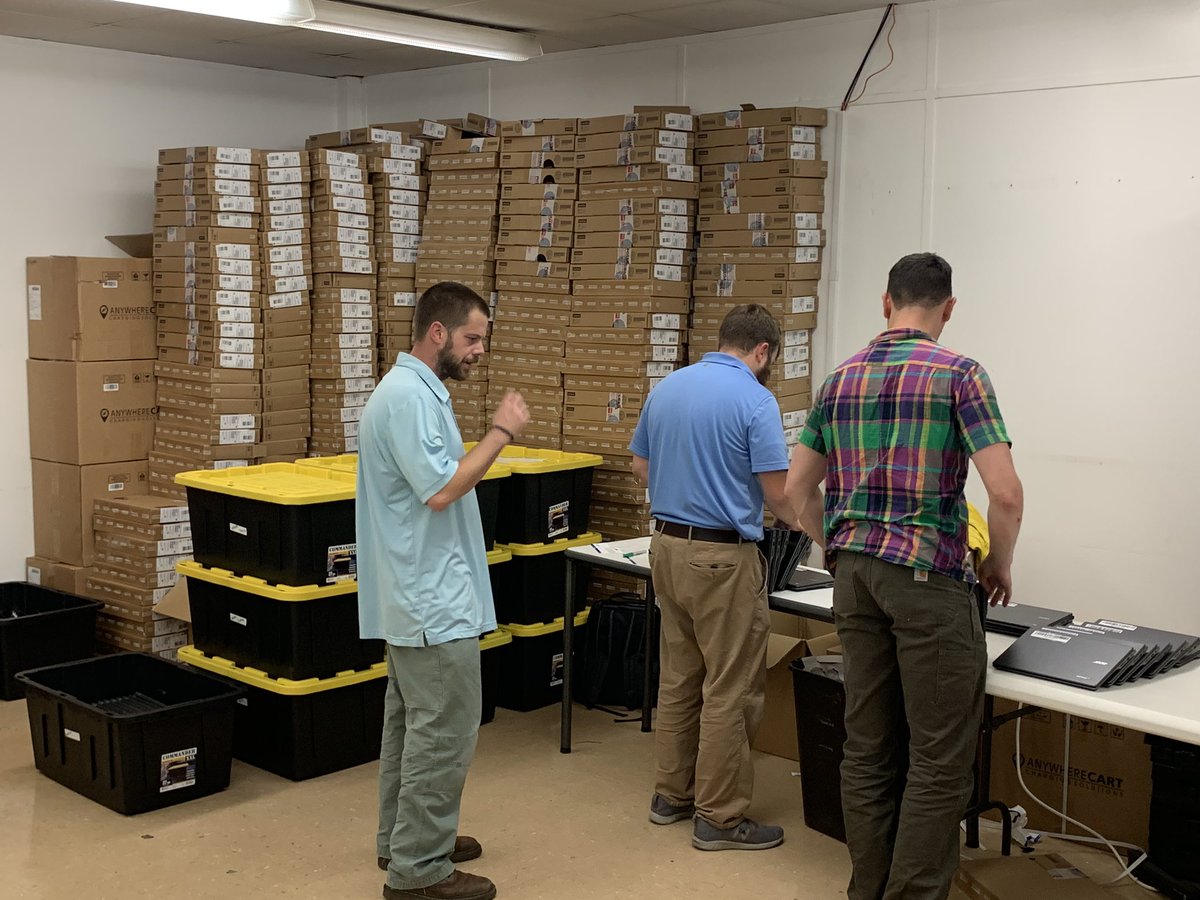 SteelePrincipal's tweet photo. This is what it looks like to get +1200 Chromebooks ready for every student at Steele!!! ๐ป ๐ป ๐ป
#OurTechTeamRocks #FutureReady https://t.co/CIEXAf7l5R