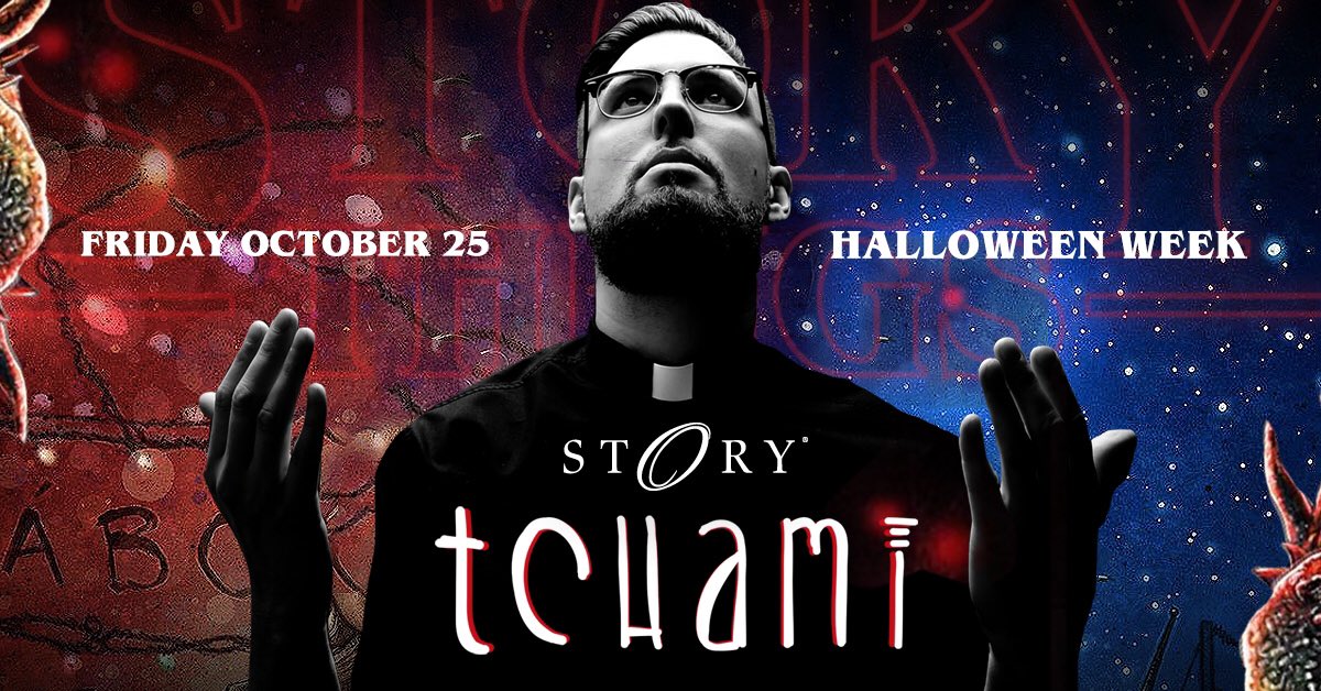 STORYmiami's tweet photo. JUST IN! @iamTchami returns #HalloweenWeek Friday October 25th! #STORYthings 🎃 Tickets: https://t.co/ew49E4NTbl https://t.co/LgMKT5dbYY