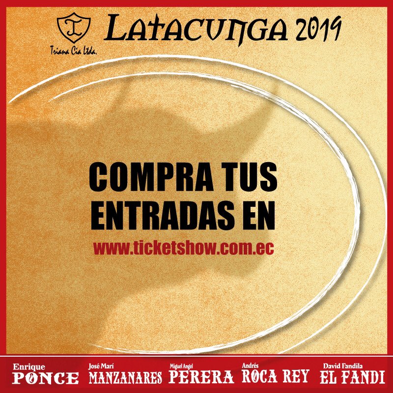 ¡Ya puedes comprar tus entradas sueltas a la Feria Taurina San Isidro Labrador 2019! Entradas a la venta en ticketshow.com 📍Quito: Swissôtel 📍Latacunga: La Maltería Mall y Taquillas de la Plaza.