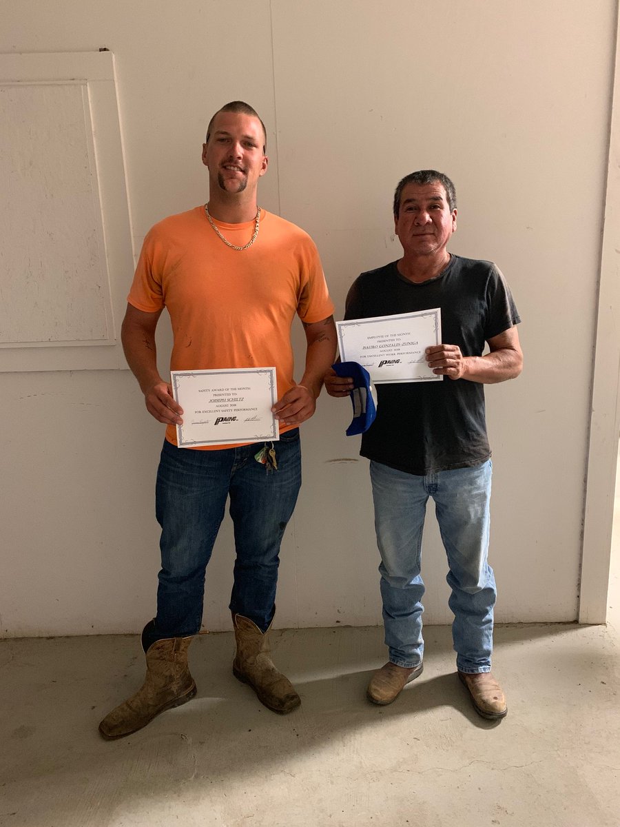 Congratulations 👏👏 to our August 2019 Award Winners!!! Joeseph Schiltz, was the winner of our⚠️👷‍♂️ Safety of the Month Award and Isauro Gonzales-Zuniga took home the🚧👷‍♂️ Employee of the Month Award!! Way to go guys!!👍 #WacoPaving #AwardWinners #EmployeeOfTheMonth #August2019