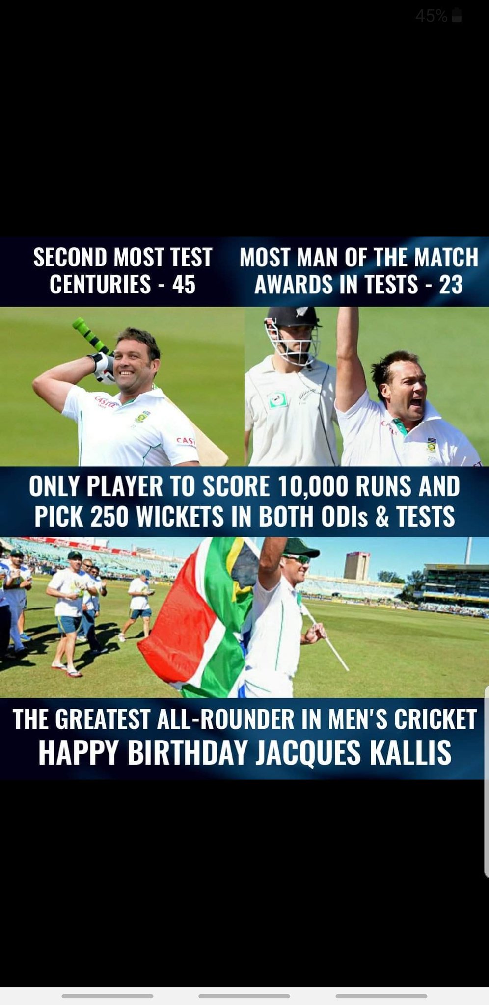 The greatest of all time.. Happy birthday Jacques Kallis. 