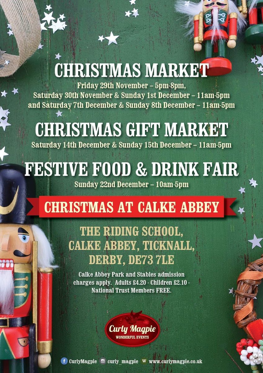 Here's the National Trust Calke Abbey Christmas Market dates!! 🎅🎄🎁🥂 #popupmarket #curlymagpie #wonderfulevents #derbyshire #christmasmarket #giftmarket @NTCalkeAbbey