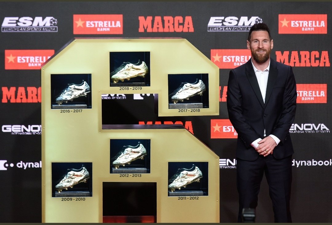 uchejombo's tweet photo. We met him 15years ago today and Messi magic began....6th golden boot to the only one who creates as much as he scores! You guys already know I'm Messi FC so Congratulations to My G.O.A.T #Messi https://t.co/7L4RdB8jt4