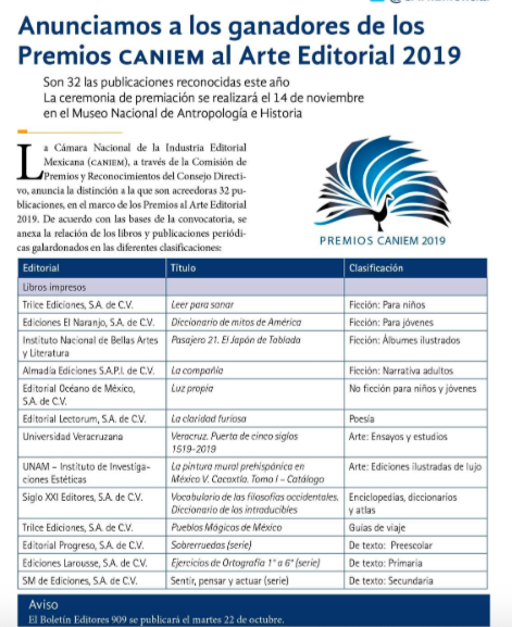 MGarciaEsperon's tweet photo. Diccionario de Mitos de América Ganador del Premio CAMIEN 2019 al arte editorial en la categoría de ficción para jóvenes! Felicidades @el_naranjo !!! Hacer libros con ustedes es no solo un placer sino una oportunidad de crecimiento humano. https://t.co/pcU1K8rnSM