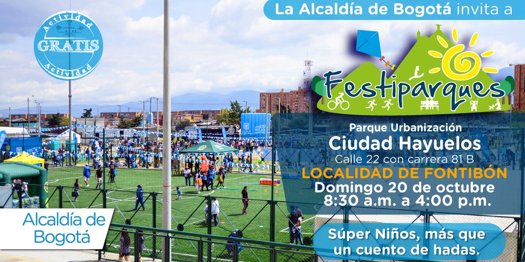 IDRD's tweet photo. Programa tu domingo en familia en nuestro maravilloso #Festiparque. Te esperamos en Ciudad Hayuelos (Fontibón) con actividades que te encantarán:
🎲Juegos para todos
🚴♀️Escuela de la Bicicleta
🤹♂️Ludoteca
🏀Festivales Deportivos https://t.co/IZyIkn6Quj