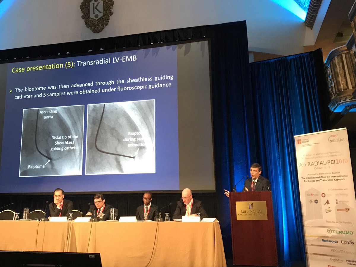 GregorySgueglia's tweet photo. Pushing the limits: @RodrigoBagur discussing #RadialFirst left ventricle endomiocardial biopsy at #AimRADIAL 2019

#radialist @aimradial https://t.co/2W0U6u6YFH