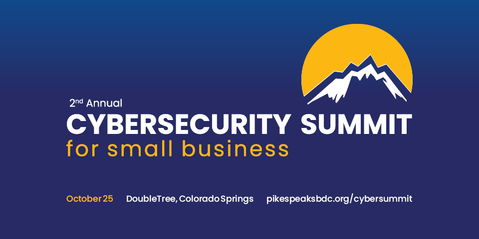 cosbdcpikespeak's tweet photo. Use code SOCIAL to claim your FREE ticket to the Cybersecurity Summit for Small Businesses on 10/25! Limited-time offer! https://t.co/3H01vOOX6a

#PikesPeakSBDC #SBDC #cybersummit #cybersecurity #cybercya #cya #techsource #smallbusiness #SBDCTechSource #cyber https://t.co/9atrkVoRcQ