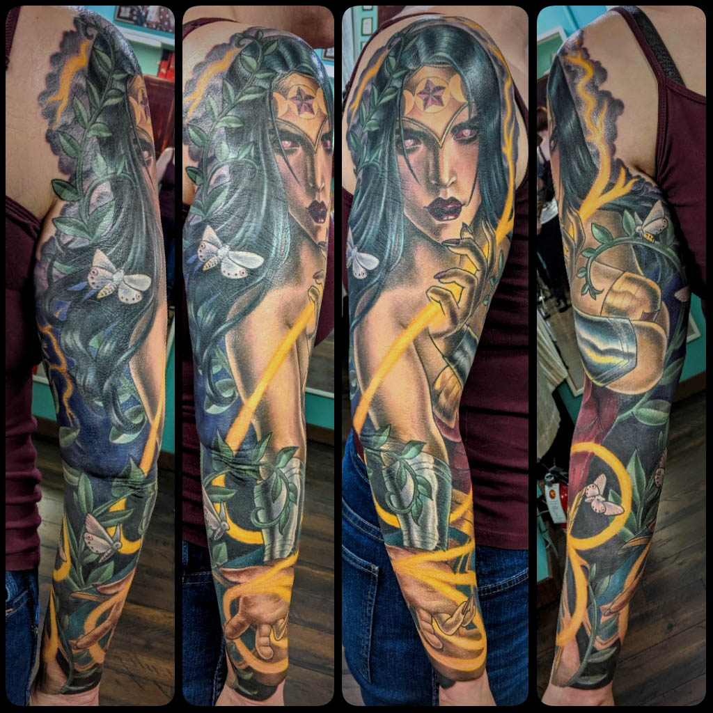 Fantasy Thigh Wonder Woman Tattoo by Heather Maranda