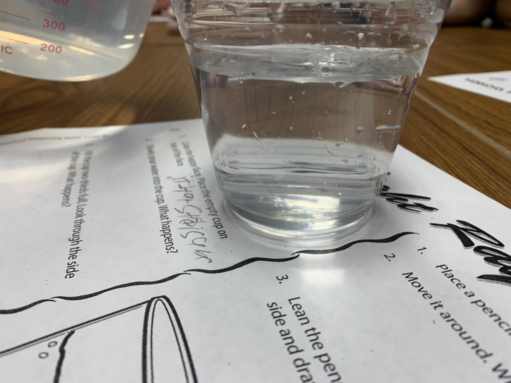 ChristyHuse's tweet photo. Today we read a book of poems about light. Then students showed refraction in water by making the smiley face disappear! @twehowl #twehowl #light #sciencereadaloud #StorytimeWithMsWilliams https://t.co/mNB0CA3jZV