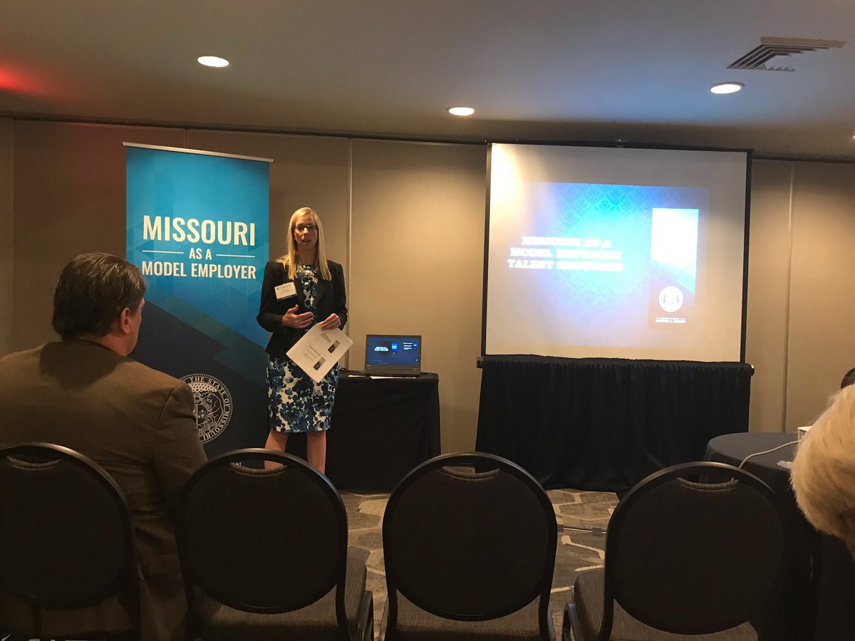 MOEnterprise's tweet image. Learned about @GovParsonMO new #ModelEmployer program and how companies can better attract, hire and retain individuals with disabilities and provide value to their overall team. Here is Policy Director #DrKaylaHahn.
#workforcedevelopment  @MissouriChamber #workforce2030