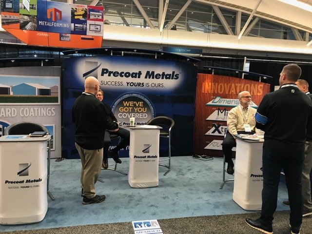 PrecoatMetals's tweet image. Have questions about coil coating? Duane, Chuck, Kristine &amp;amp; Matt are at #metalcon19 Stop by booth 1534 for all of the answers. @metalcon #coilcoating #prepaint #joinprecoat