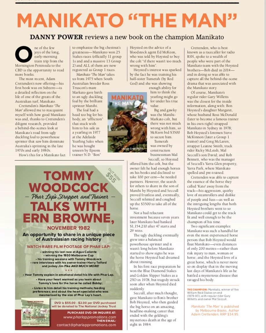 MANIKATO 'THE MAN' is in the November issue of <a href="/InsideRacingMag/">Inside Racing</a>!

#AdamCrettenden #ManikatoTheMan #racecaller #horseracing #insideracing #slatterymedia #dannypower #melbournebooks

<a href="/Racing/">Racing.com</a>Insider @Racing