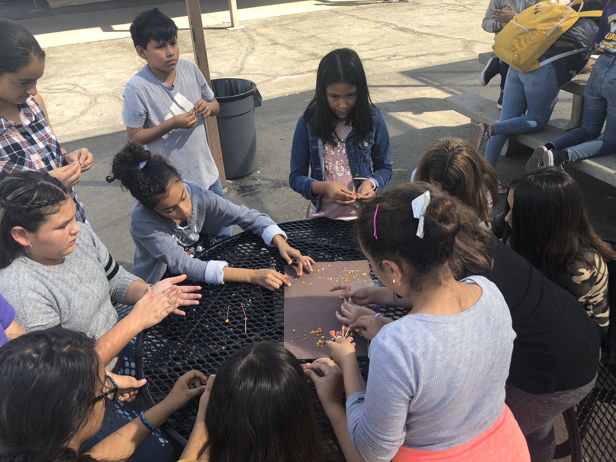 Spartan_WEB's tweet photo. WEB Leaders &amp; 6th graders working together to build the tallest structure using candy corns + toothpicks 👏🏼👏🏼💜🎃 #staufferWEB https://t.co/Mw5rZw0ysK