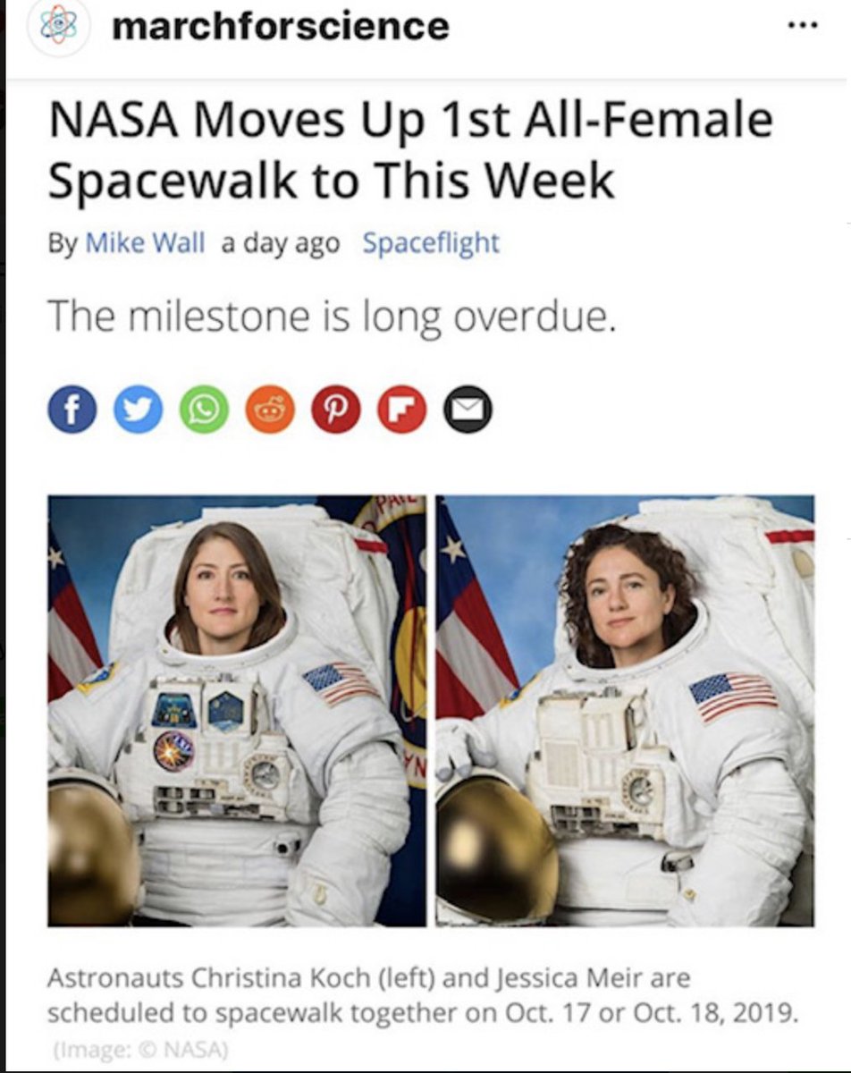 fish_book's tweet photo. Progress! Go Women! Go NASA! #Women #WomeninScience #Science #NASA #Progress #NOW #WomenScientists #KissingFish #SpaceWalk #SpaceWalk2019 #AllWomenSpaceWalk #AllFemaleSpaceWalk https://t.co/JisvALxEHO
