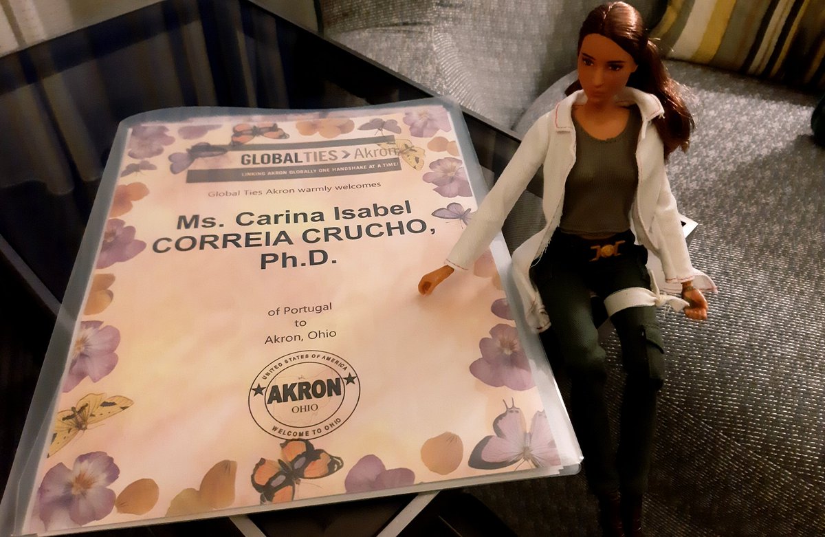 Barbie Scientist has arrived in Akron, Ohio. What a lovely warm welcome from @globaltiesakron. Looking forward to our meetings. #ivlp #ivlp2019 #womeninscience #WomenInSTEM @ivlpgradschool #akron #Barbie @USEmbPortugal