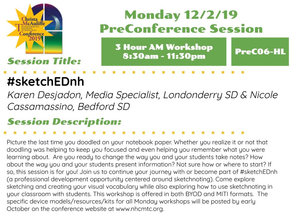 nhcmtc's tweet image. What to learn more about some new trends in Note Taking? We have a few Monday PreConference sessions that focus on sketchnotes and reusable  @getRocketbook notebooks. nhcmtc.org/cms/program/pr… #sketchEDnh #nhcmtc