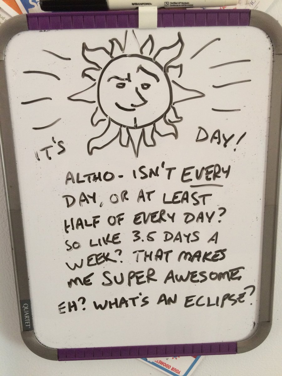 AlexFridge's tweet photo. ...By the cool purple/yellow/red water... (that's a different #Sunday).

While Saturn was down on himself, Sun is feeling invincible! ☺️🌞☀️

The #alexbradleyfridgedrawing for Sunday, September 3, 2017. #alexsfridge #FridgeDrawing #series https://t.co/USG2xl8QN0