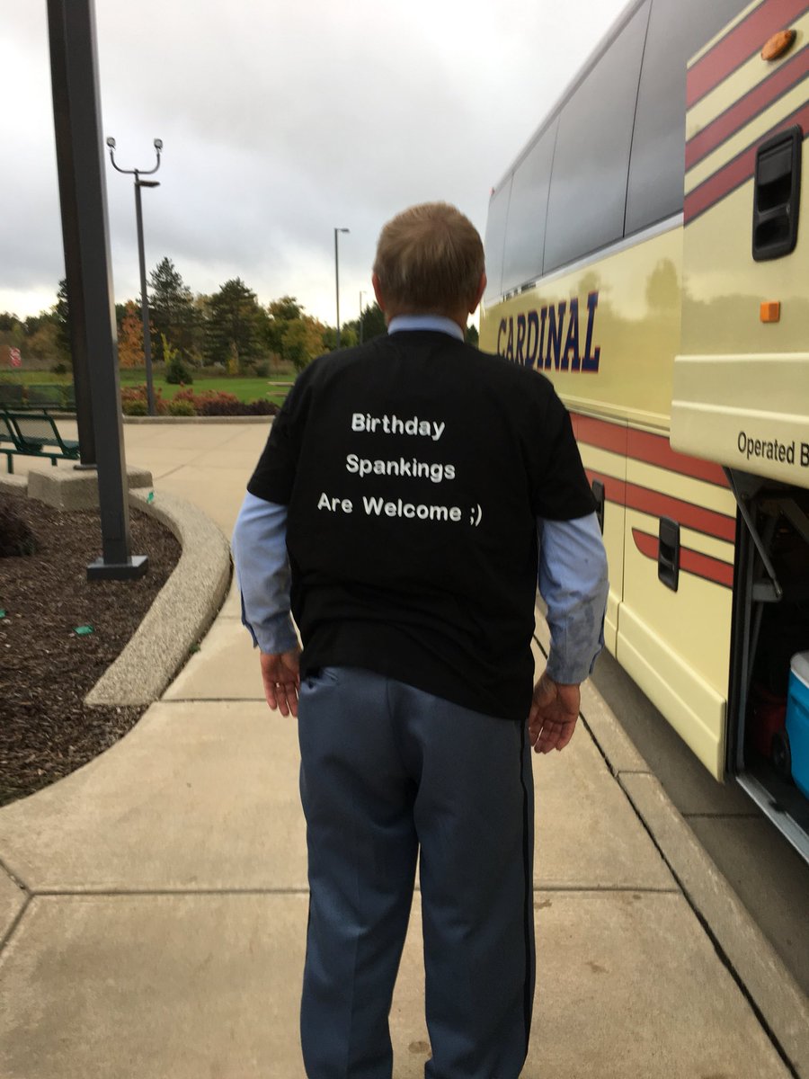 jessilyn07's tweet photo. My day was made when my grandma sent me these pics.

My grandpa is a tour bus driver and has a group that he drives for quite a bit. They gave him a shirt and threw him a party. If any bus driver deserves this grandpa, it’s you! 

They know you too well, happy birthday gpa! 💙 https://t.co/FsRvf88eGo