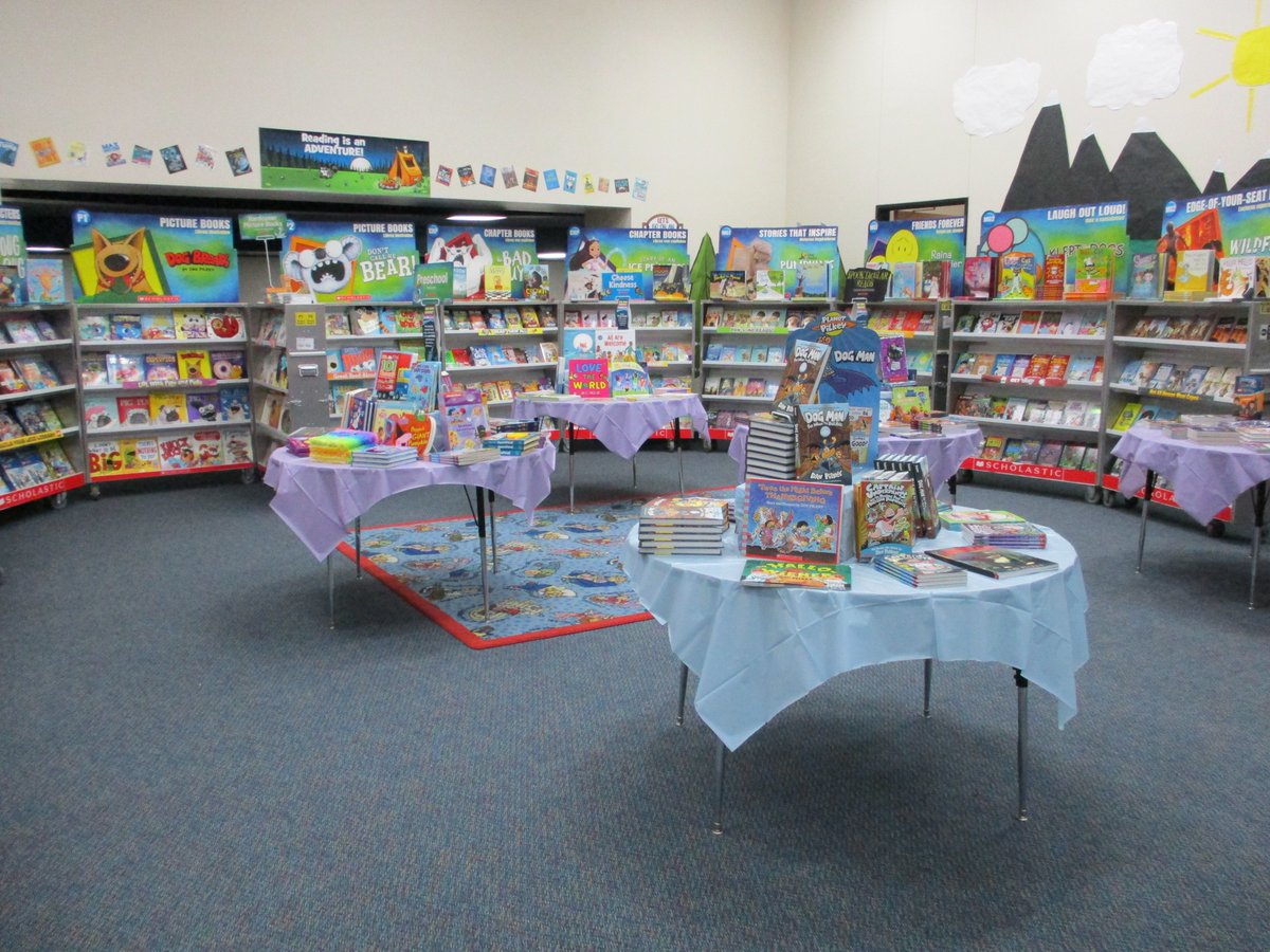 PostElemLibrary's tweet photo. The Book Fair is all set up, pumpkins are coming in, and the Character Parade is Friday morning, Oct 18 after announcements. Let the fun begin! #postadventures @CFISDPost @Scholastic https://t.co/x8h2ZWxAvd