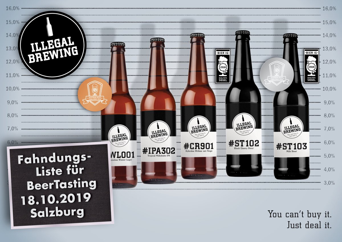 #CraftBeer Fans aufgepasst! Black Cherry Stout, Milk Stout, Tropical Milkshake IPA, Hybrides Witbier mit Feige und das Klassische Wiener Lager sind zur Fahndung ausgeschrieben.
Greif auch Du zum Verfolgungs... äähm Verkostungsglas!
biertasting.at #Panzerhalle #Salzburg