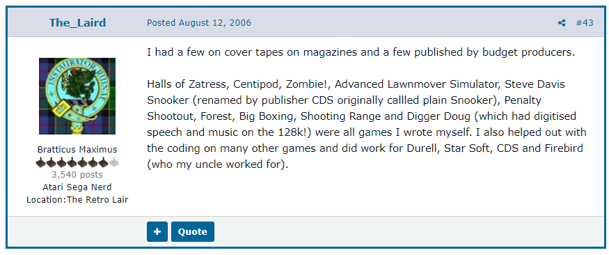 ReheatedPixels's tweet photo. Seems that 'Laird's Lair'/RetroLaird (Kieren Hawken) has a lot of questions to answer about his role in Horace-gate tonight.
If you ever think of buying his retrogaming books, let's take a look at how he's not entirely honest *cough*, from his forum days as The_Laird/Mr Kizza... https://t.co/06RcrXmAGs