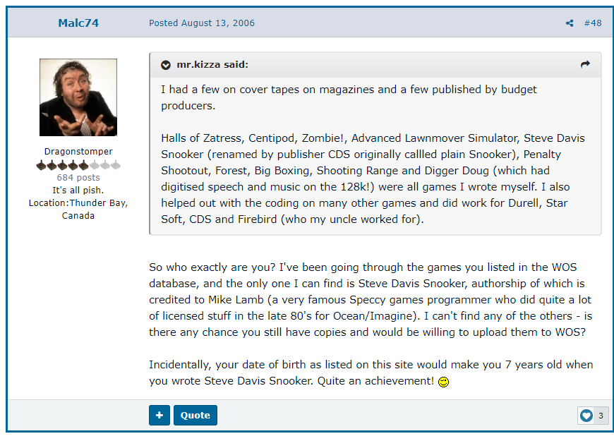 ReheatedPixels's tweet photo. Seems that 'Laird's Lair'/RetroLaird (Kieren Hawken) has a lot of questions to answer about his role in Horace-gate tonight.
If you ever think of buying his retrogaming books, let's take a look at how he's not entirely honest *cough*, from his forum days as The_Laird/Mr Kizza... https://t.co/06RcrXmAGs