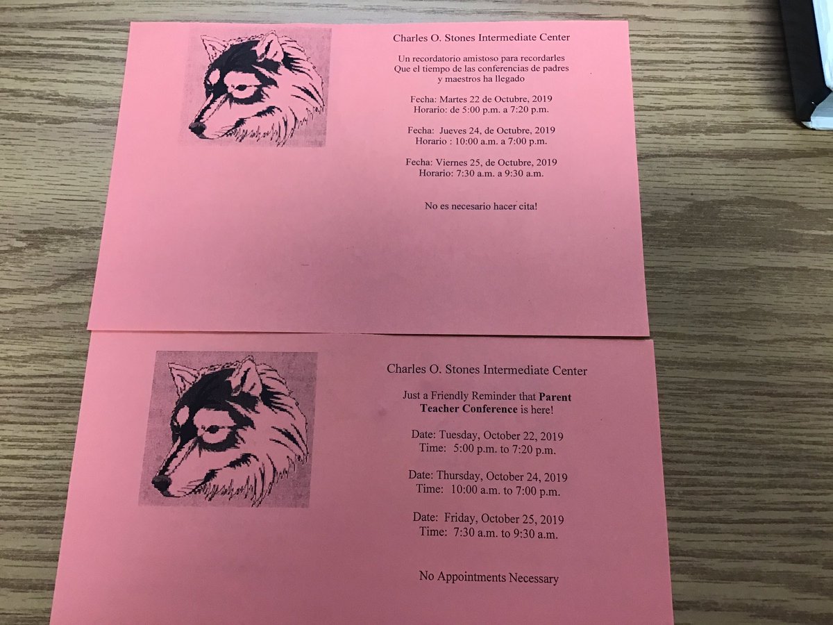 CSIC457's tweet image. Parent teacher conference is are coming up look for the note that went home today. We hope to see you next week.