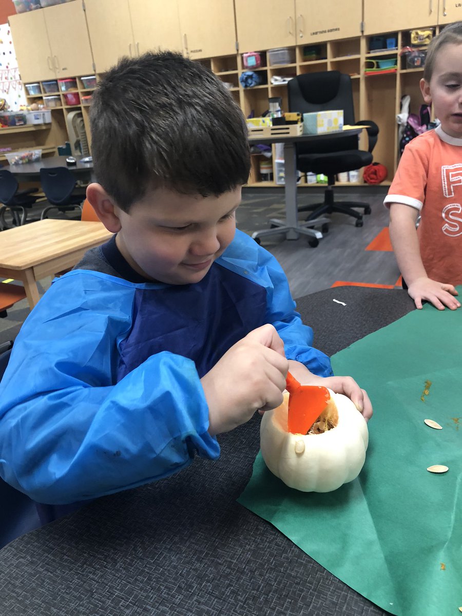 I hadn’t seen the inside of a white pumpkin...until today! #TheRangerWay #preschoolscience