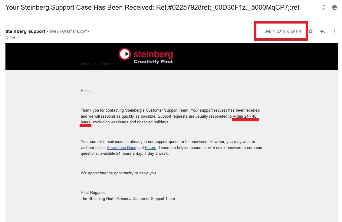 Nebuphon's tweet photo. @SteinbergMedia Steinberg, it's been a month and a half since I sent you a support request! You claim to respond within 24-48 hours. Obviously, this makes me not want to purchase any more products by you in the future. Screenshots are attached. Thank you. 😟 https://t.co/HjOtxynddt