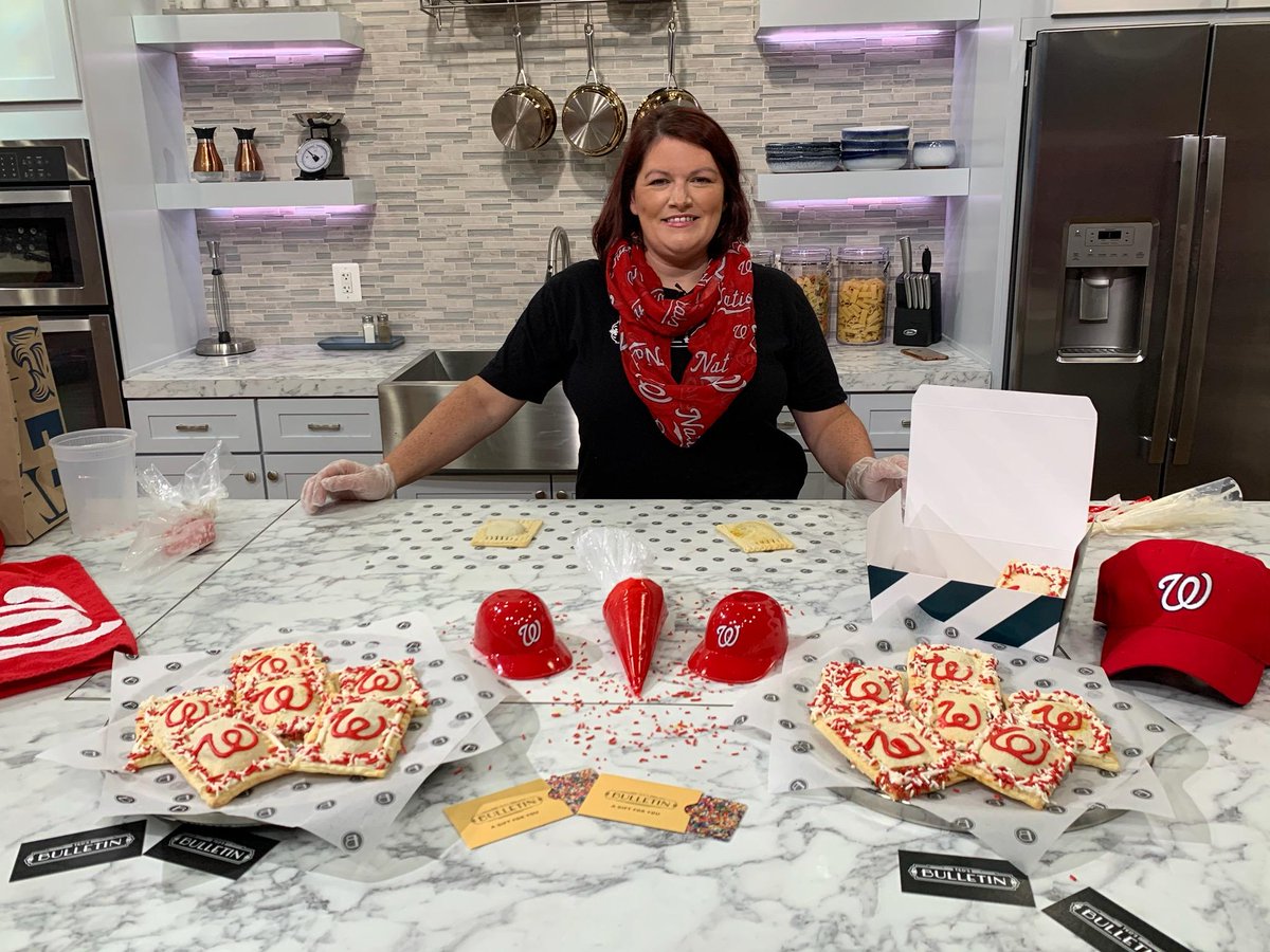 AloonaticMc's tweet photo. Had so much fun with the crew @fox5dc on #gooddaydc showing @TedsBULLETIN's #Natitude! #WorldSeries2019 @Nationals #STAYINTHEFIGHT #poptartpower Go Nats... get her done!!! https://t.co/xGZeu0gB9F