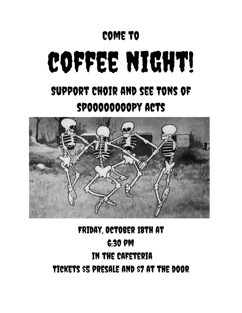 ElModenaHS's tweet photo. Support @elmodenahs Vocal Music this Friday as they host a Halloween Coffee Night featuring our very own students in the cafeteria. Tickets are $5 presale and $7 at the door. STarts at 6:30pm. #thisiselmo https://t.co/obqBdWfN5o