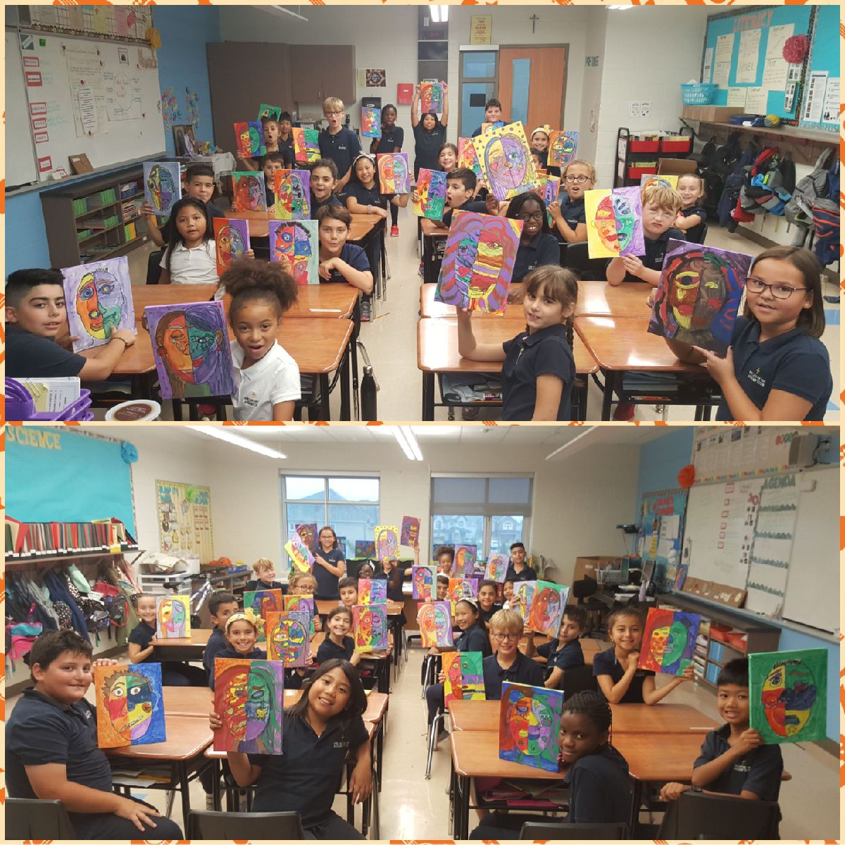 oloaces's tweet photo. Look at all these Picasso artists in grade 4! #makingmasterpieces #selfportrait @oloaces https://t.co/70INvSym8Z
