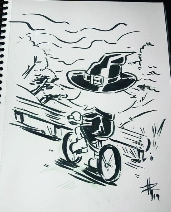 Not my cleanest #inktober, but a cute one. And one of the firsts with background haha. I'm in a bus right now. Gonna spend my weekend home. #inktober2019 