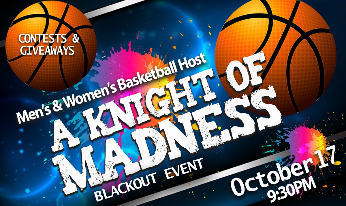 GoKnightsWBB's tweet photo. Come out and meet the 2019-2020 Men’s and Women’s Basketball Teams! #ItsABlackOut #ThatKnightLife https://t.co/iVA9TmMY3a