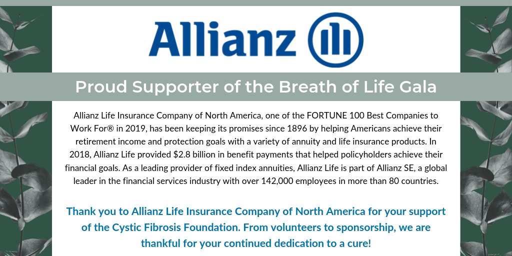 CFF_Minn's tweet photo. Thank you to @AllianzLife for your support of the CF Foundation through our upcoming Breath of Life Gala on November 23! Tickets &amp; info can be found at https://t.co/n7BmjYJueg #cff #untilitsdone #curecf https://t.co/FQY8h3Emjb