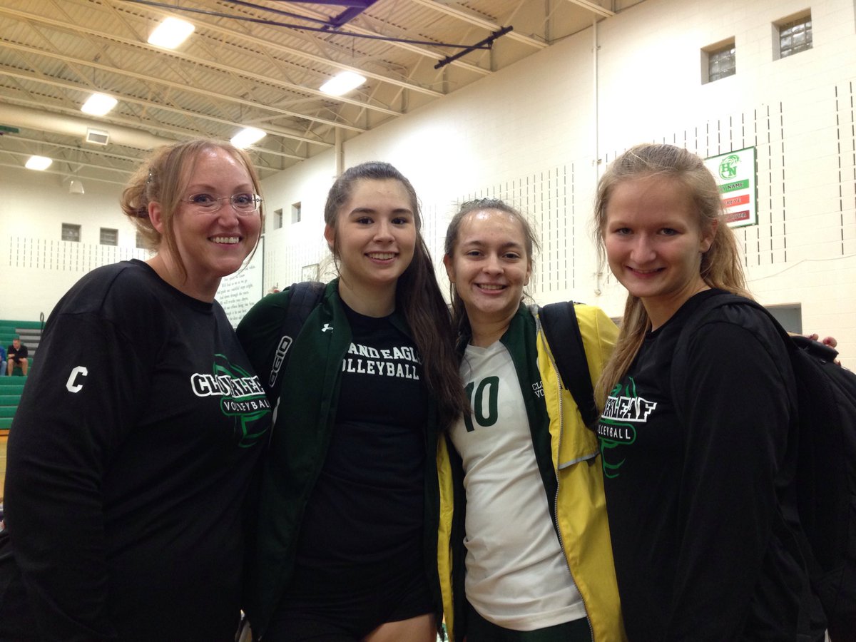 VB: ⁦@CloverleafVB⁩ 25-25-25, Cleveland Central Catholic 16-14-21 ... Coach Linnea Wolf and seniors ⁦<a href="/kalina_trevino/">Kalina Trevino</a>⁩ ⁦<a href="/CaralineFergus1/">Caraline Ferguson</a>⁩ ⁦<a href="/kcourtock/">k</a>⁩ celebrate after clinching the 7th winning season in school history