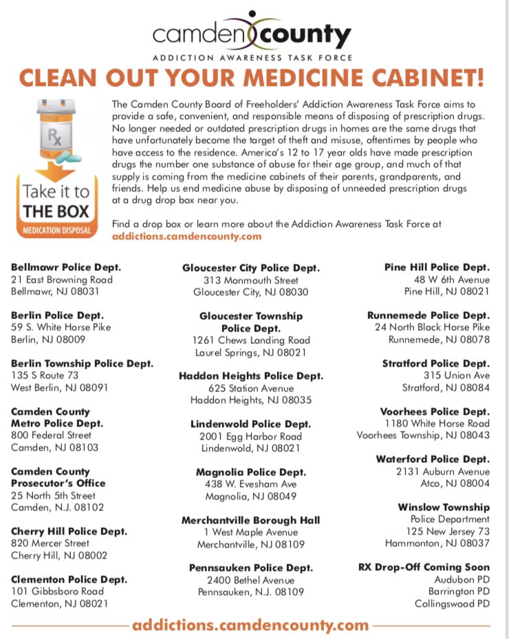 Attention Haddonfield residents! National Prescription Take Back Day is coming up. Drop your unused/expired medicine off at the police station for safe disposal on 10/26💥