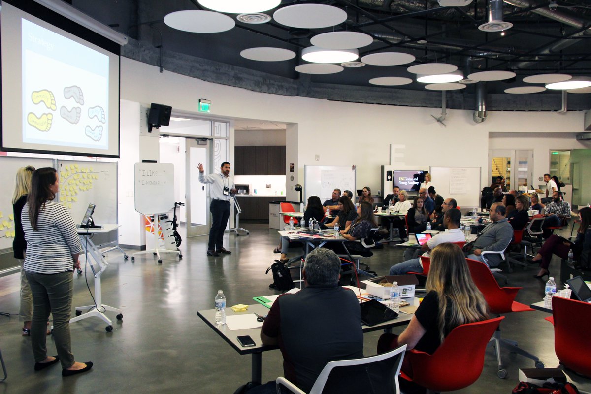 USCIovineYoung's tweet photo. The future is bright! K-12 educators and administrators across the nation convened at Iovine and Young Academy for a 2-day Apple Learning workshop led by IYA faculty. The topic? The future of schools. #usciya https://t.co/hWC1RbnrlQ