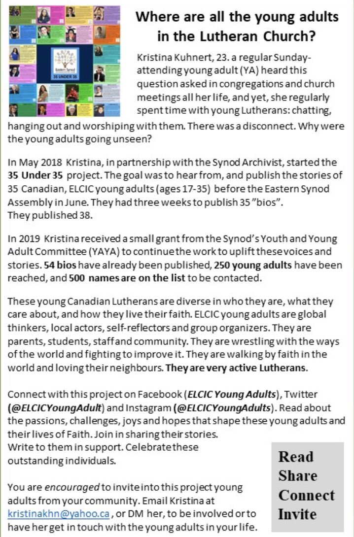 I want to say thank you to all the congregations who, on Sunday, used these bulletin inserts to tell people about this project&amp; invite them to participate! I have been receiving new emails &amp; photos from people all over! Blessed&amp;thankful 🙏🏻🙌🏻 &amp;Thanks <a href="/ESynodELCIC/">Eastern Synod-ELCIC</a>  for the support!