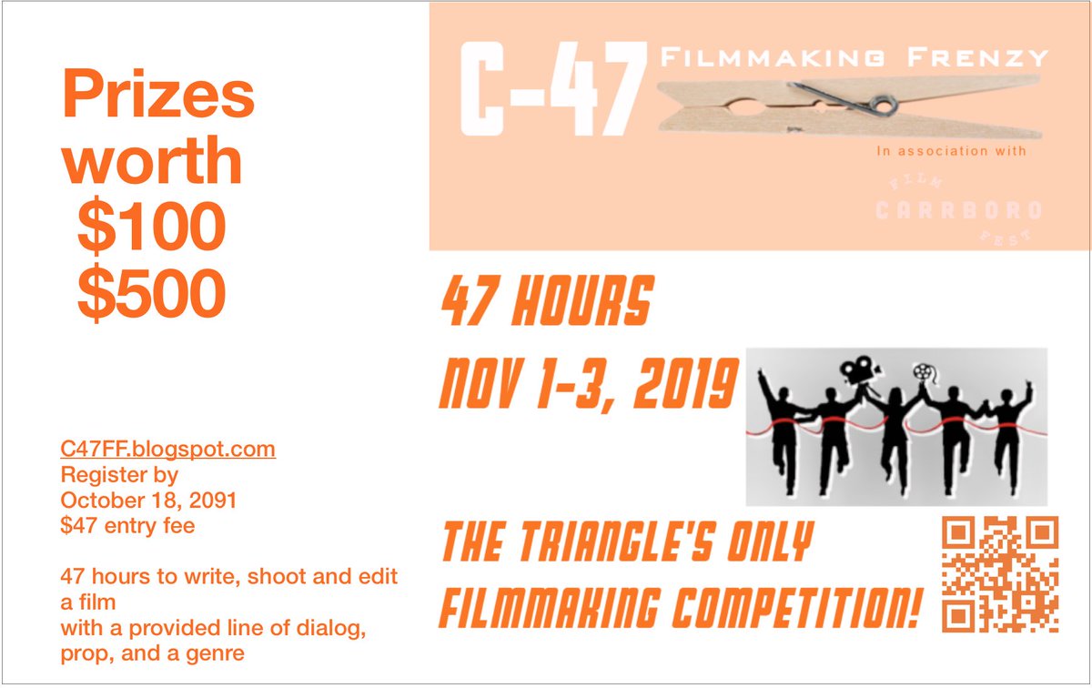 C47FF_nc's tweet photo. Looking for filmmaking fun? You can sign up and compete for prizes. 
C-47 Filmmaking Frenzy and Fun in #trianglenc #indyfilm #ncfilm #ncfilmmaker #studentfilmmaker https://t.co/E9HCRt67kH
