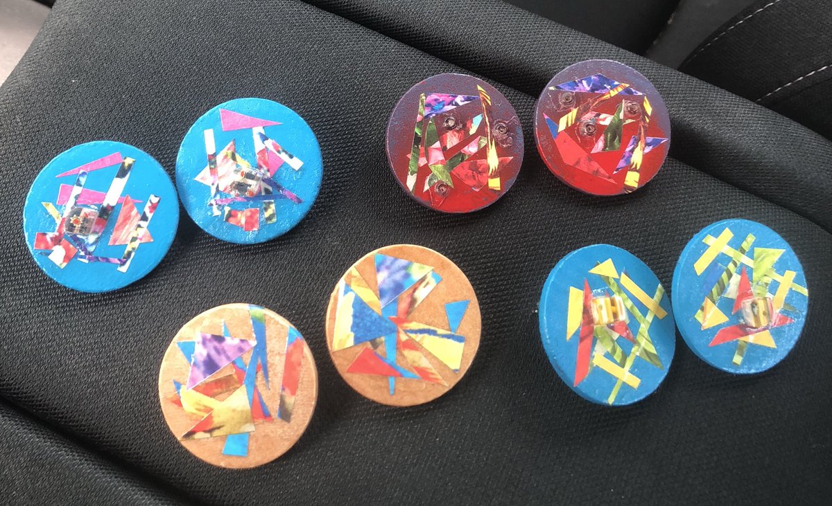 Creating is healing!! Getting back to something I love.  Healing through art! Stud earrings #earrings #jewelry #jewelrymaking #custommade #handmade #art #healing #life #artist #wooden #decoupage #studearrings