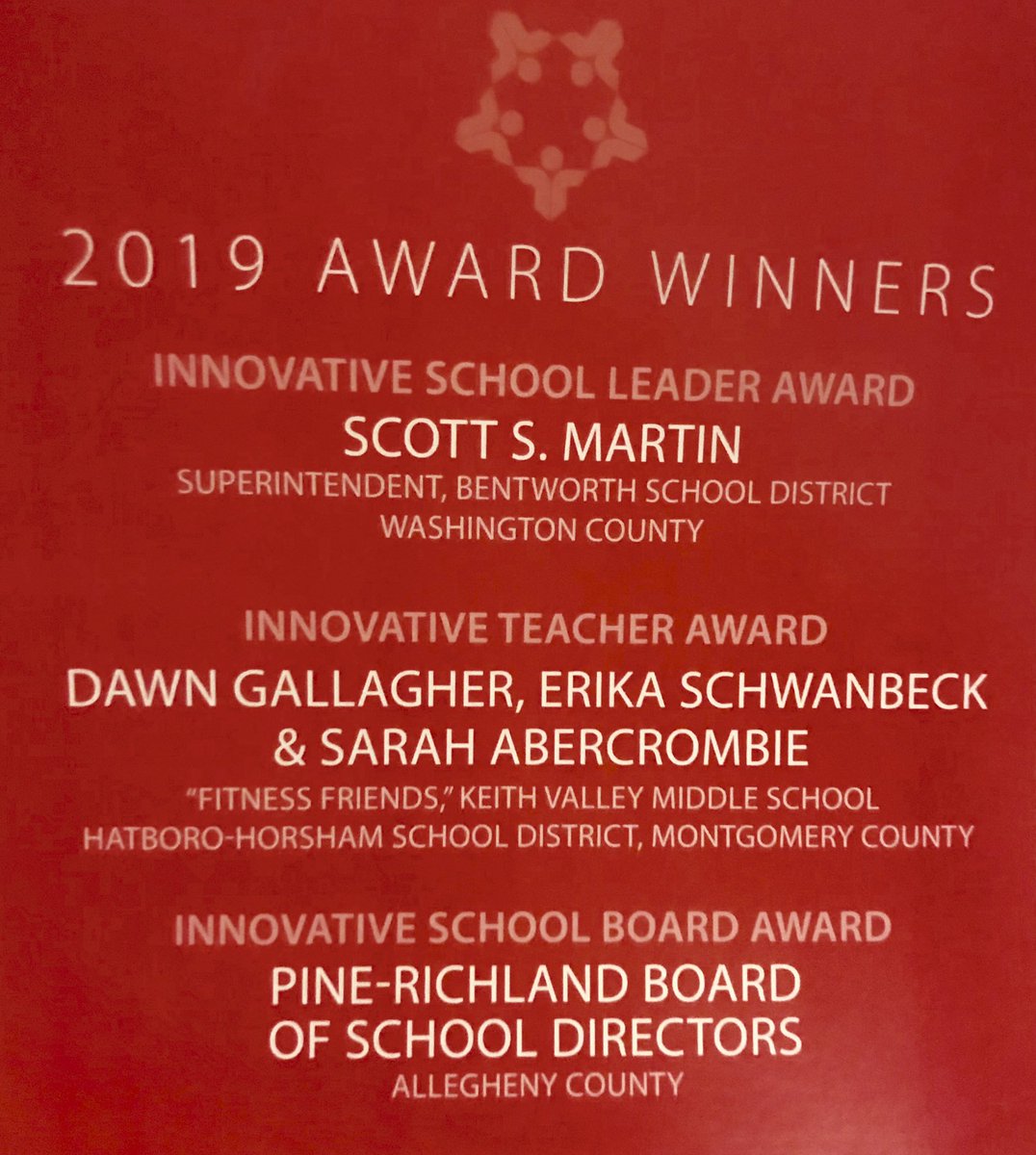 Congratulations to the 2019 award winners! Thank you for your innovative thinking for public education.  #PaSLC2019