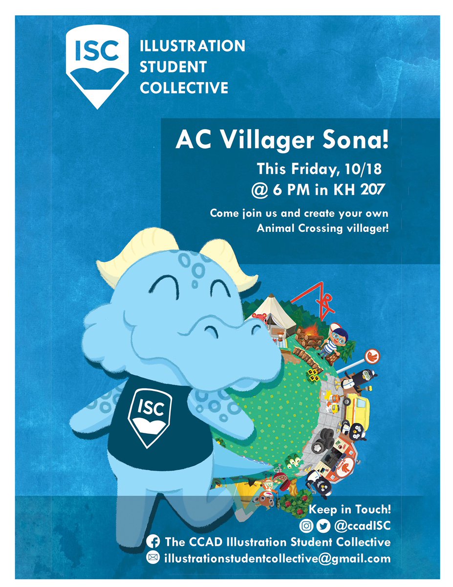CCADISC's tweet image. This friday come join us for Villiager Sona Night!!! We’re making our very own animal crossing character! Stop by with some friends from 6-7pm in Kinney Room 207! Hope to see you there!