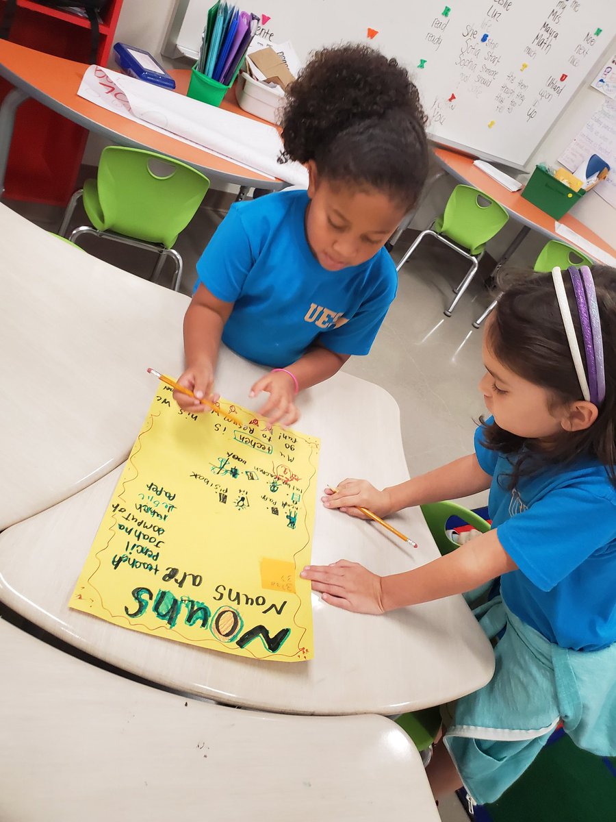 RaquelEspy13's tweet photo. My Little Roos partnered up 🦘🦘 today to create their own anchor charts to describe &amp; teach #Nouns. In a #GalleryWalk/#IdeaShuffle mash-up, they rated each anchor to find the one with the best definition, examples &amp; use in a sentence. #RoosTeachingRoos #lead4ward #UESRooNation https://t.co/3TobY74qis