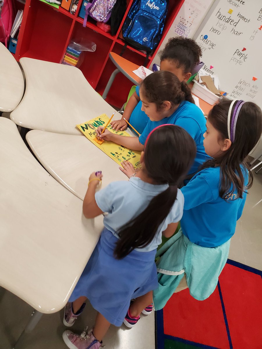 RaquelEspy13's tweet photo. My Little Roos partnered up 🦘🦘 today to create their own anchor charts to describe &amp; teach #Nouns. In a #GalleryWalk/#IdeaShuffle mash-up, they rated each anchor to find the one with the best definition, examples &amp; use in a sentence. #RoosTeachingRoos #lead4ward #UESRooNation https://t.co/3TobY74qis