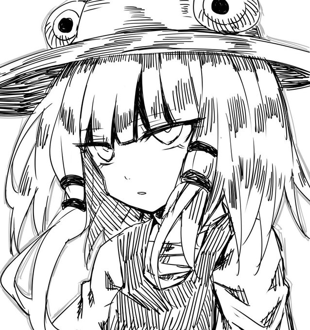 たまに切れる諏訪子様
#深夜の真剣お絵描き60分一本勝負 