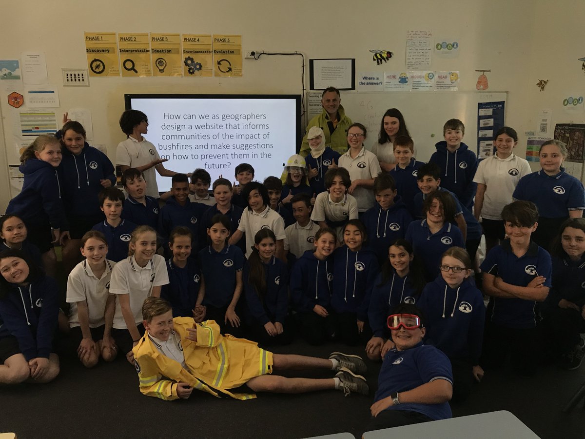 newtown_ps's tweet photo. Stage 3 students kicking off their design thinking challenge on bushifires with a visit from a volunteer firefighter.
#DesignThinking #BushfireAwareness https://t.co/91Xs3IWAup