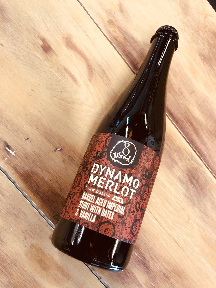 Well this looks delicious!! New barrel aged goodness from <a href="/8wiredbrewing/">8 Wired Brewing</a> Dynamo Merlot #stout #nzstout #barrelagedbeer #beer #nzbwer #goodbeer