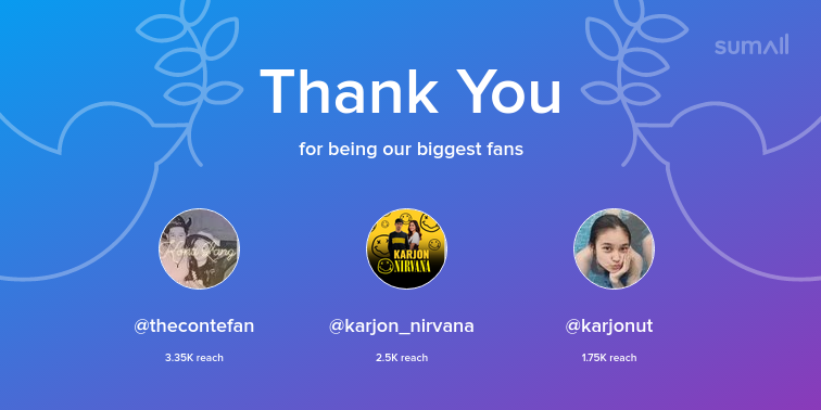 EngrKarJon's tweet photo. Our biggest fans this week: thecontefan, karjon_nirvana, karjonut. Thank you! via https://t.co/3bcPqCZGXd https://t.co/K9E9Fxnl1l